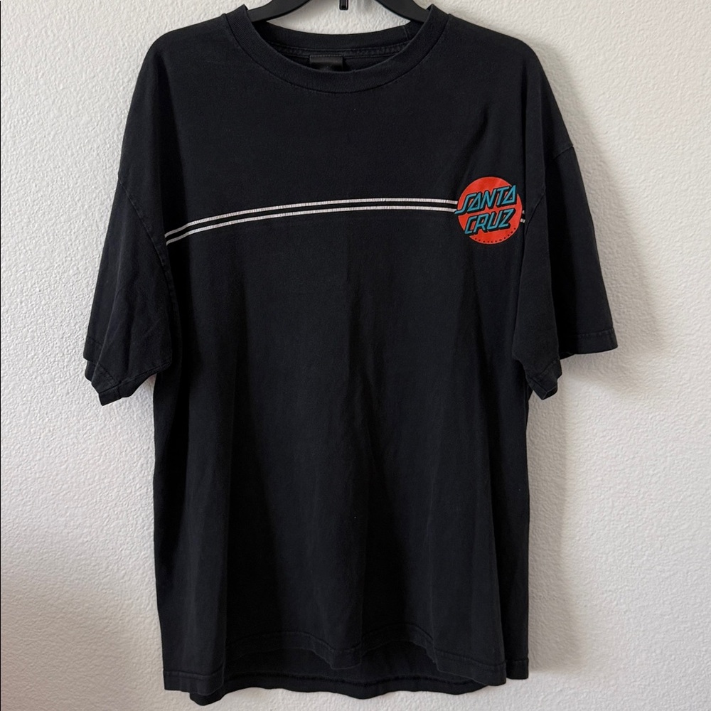 Santa Cruz Skateboards Black Tee with Red and Blue Logo Size XL